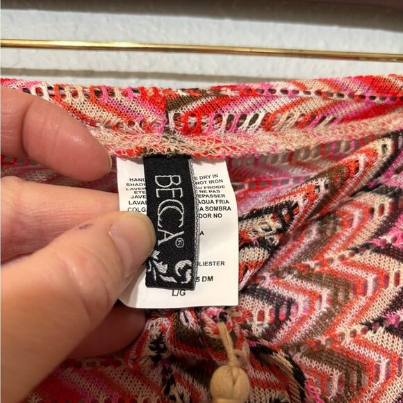 Becca Sundown Crochet Split Leg Swim Cover Up Pants Carrot Orange, Pink L - Picture 8 of 8